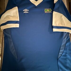 Umbro Blue and White Brazil Football Shirt